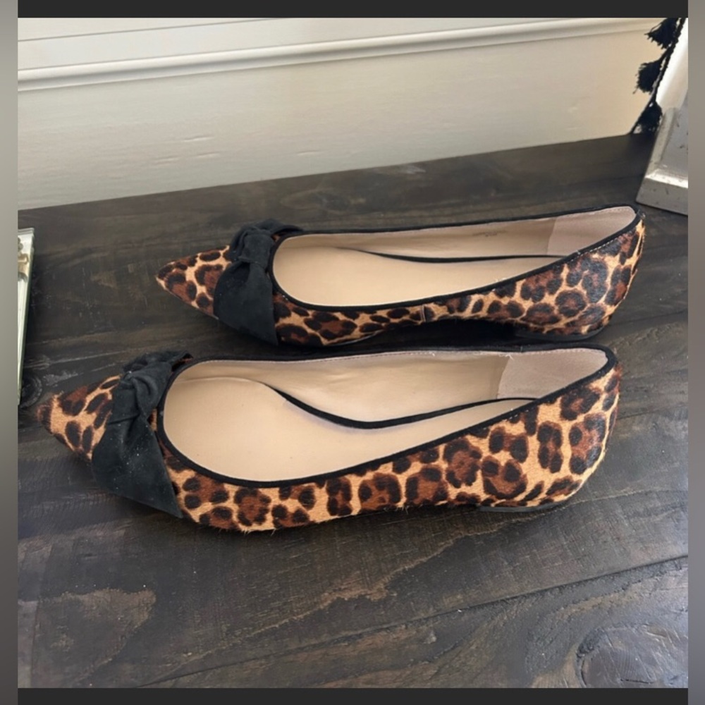 Ann Taylor Camryn Leopard Print Haircalf Bow Flats US 8.5 - Picture 6 of 9